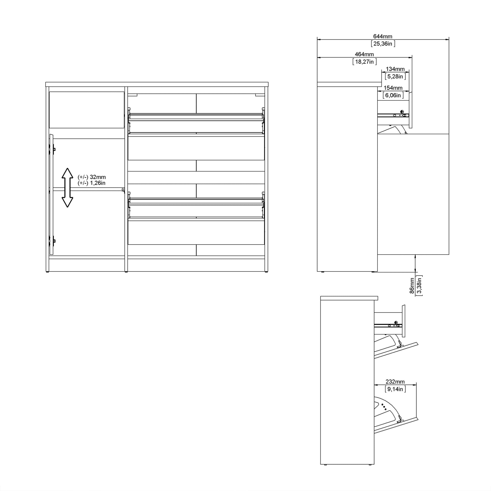 Cote | Furniture Naia Shoe Storage, 2 Compartments, 1 Door + 1 Drawer - Black Naia, Shoe Storage 70292206gmgm