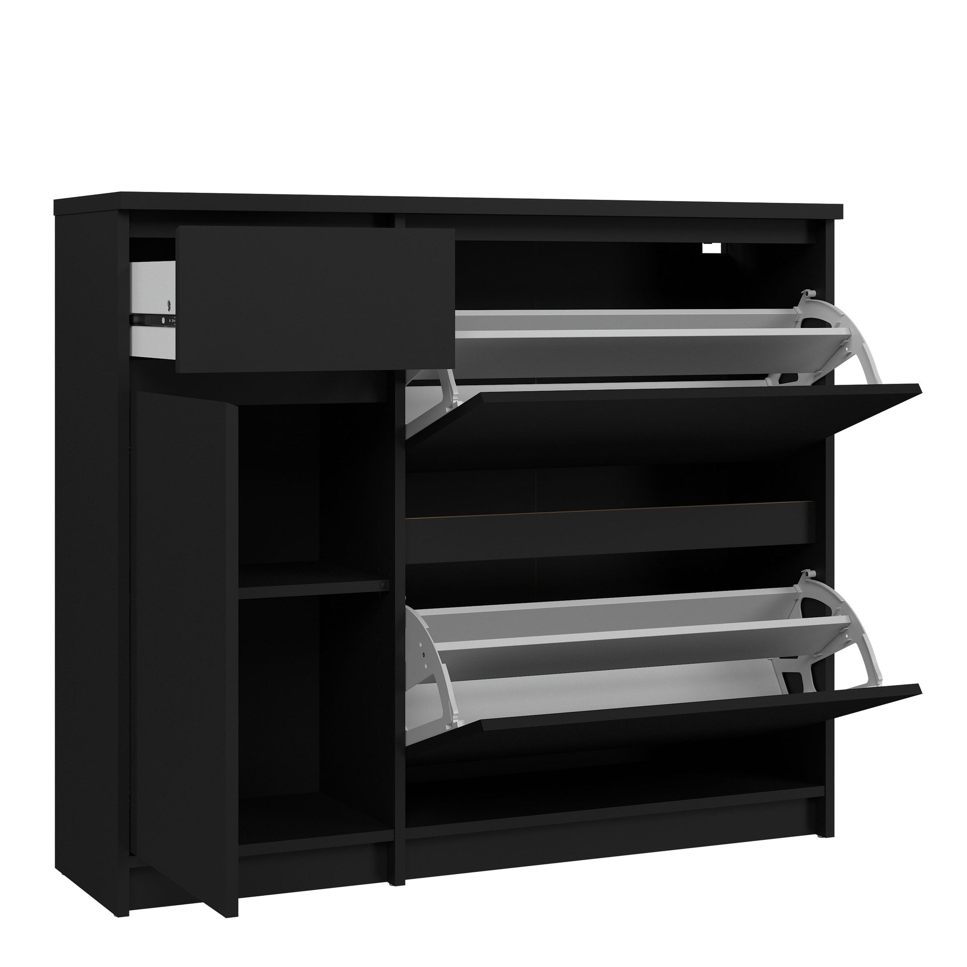 Cote | Furniture Naia Shoe Storage, 2 Compartments, 1 Door + 1 Drawer - Black Naia, Shoe Storage 70292206gmgm