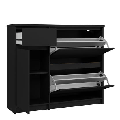 Cote | Furniture Naia Shoe Storage, 2 Compartments, 1 Door + 1 Drawer - Black Naia, Shoe Storage 70292206gmgm