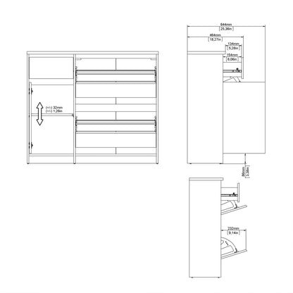 Cote | Furniture Naia Shoe Storage, 2 Compartments, 1 Door + 1 Drawer - Concrete Grey & White Naia, Shoe Storage 70292206gxuu