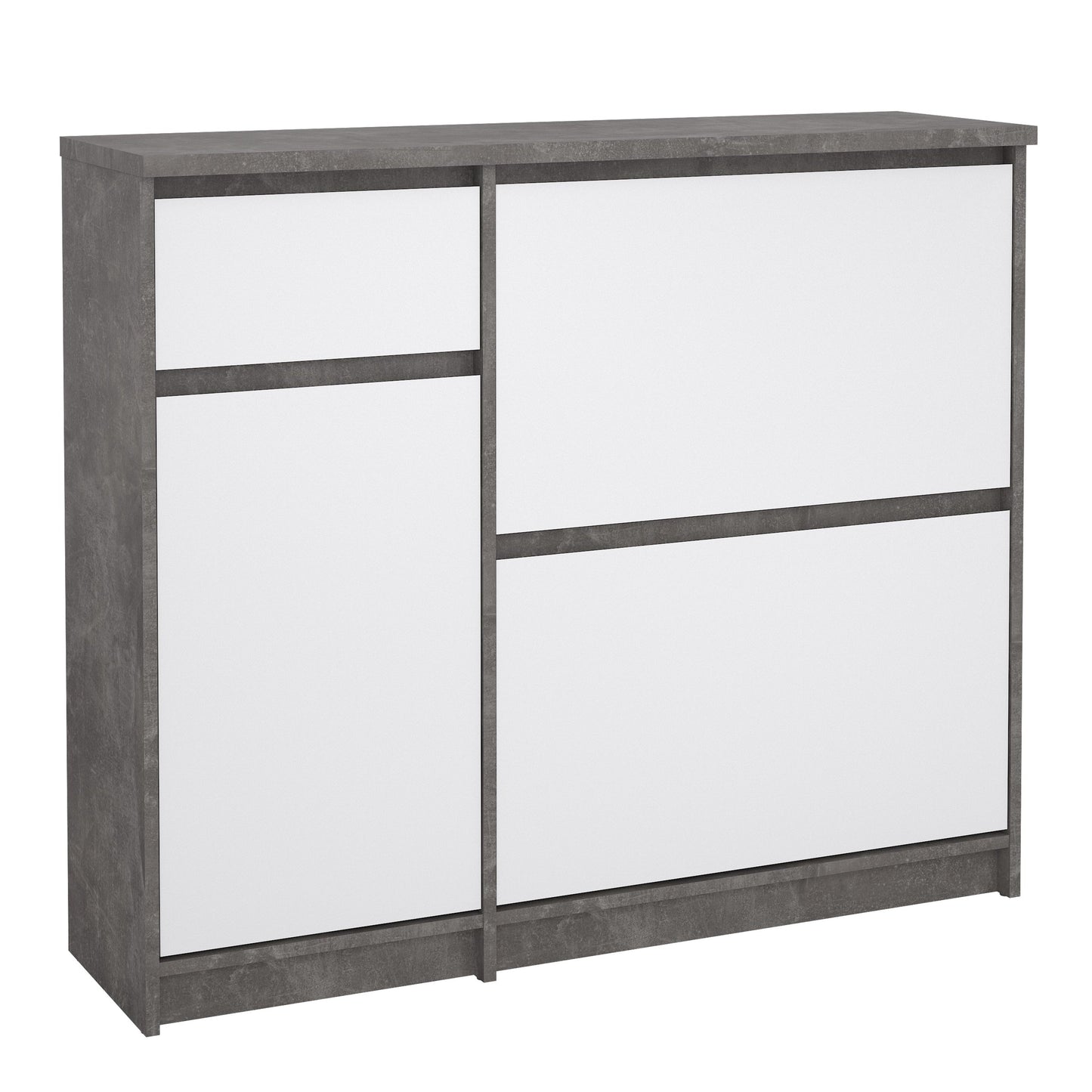 Cote | Furniture Naia Shoe Storage, 2 Compartments, 1 Door + 1 Drawer - Concrete Grey & White Naia, Shoe Storage 70292206gxuu