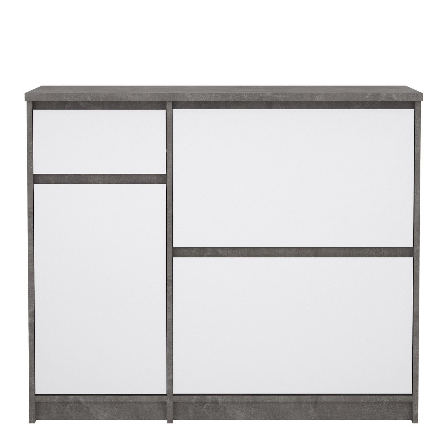 Cote | Furniture Naia Shoe Storage, 2 Compartments, 1 Door + 1 Drawer - Concrete Grey & White Naia, Shoe Storage 70292206gxuu