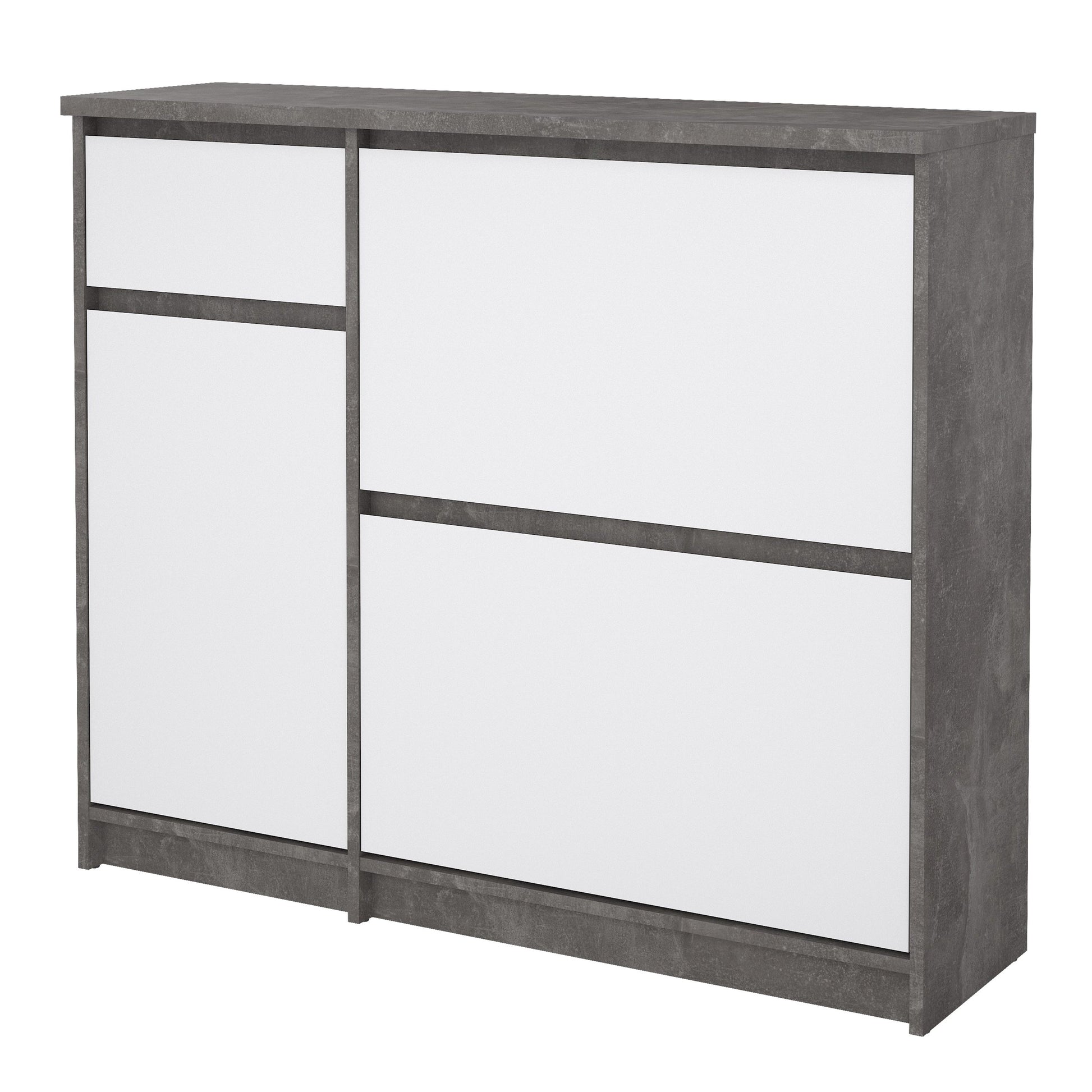 Cote | Furniture Naia Shoe Storage, 2 Compartments, 1 Door + 1 Drawer - Concrete Grey & White Naia, Shoe Storage 70292206gxuu