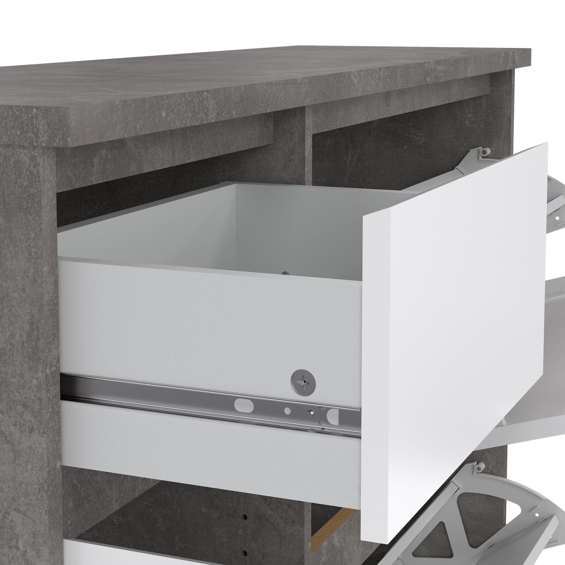 Cote | Furniture Naia Shoe Storage, 2 Compartments, 1 Door + 1 Drawer - Concrete Grey & White Naia, Shoe Storage 70292206gxuu