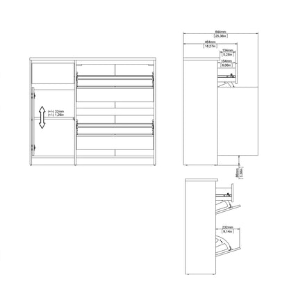 Cote | Furniture Naia Shoe Storage, 2 Compartments, 1 Door + 1 Drawer - Oak Naia, Shoe Storage 70292206hlhl