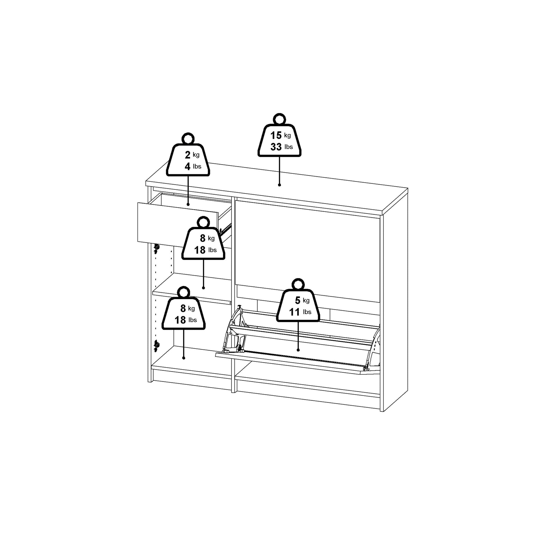 Cote | Furniture Naia Shoe Storage, 2 Compartments, 1 Door + 1 Drawer - Oak Naia, Shoe Storage 70292206hlhl