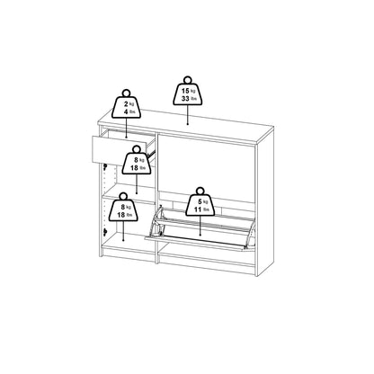 Cote | Furniture Naia Shoe Storage, 2 Compartments, 1 Door + 1 Drawer - Oak Naia, Shoe Storage 70292206hlhl