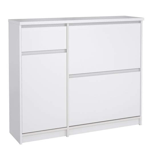 Cote | Furniture Naia Shoe Storage, 2 Compartments, 1 Door + 1 Drawer - White Naia, Shoe Storage 70292206uuuu