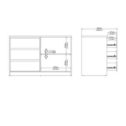 Cote | Furniture Naia Storage Cabinet, 1 Sliding Door + 3 Drawer - Oak Naia, Cupboards 70292207hlhl