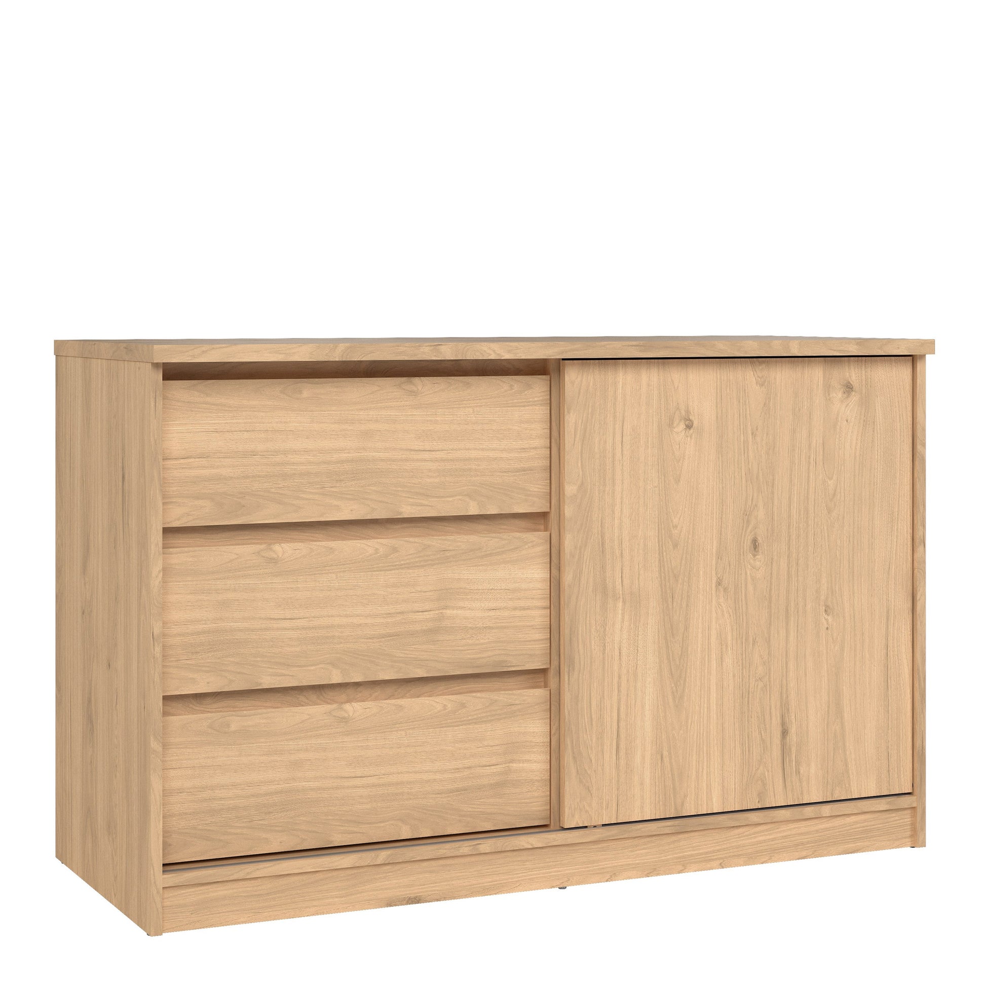 Cote | Furniture Naia Storage Cabinet, 1 Sliding Door + 3 Drawer - Oak Naia, Cupboards 70292207hlhl