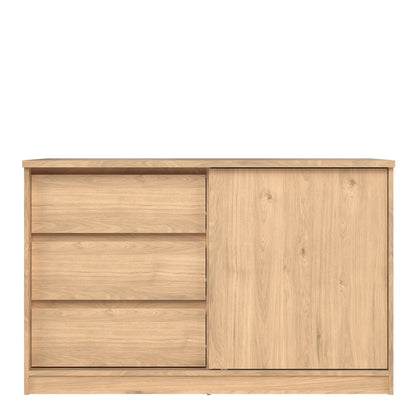 Cote | Furniture Naia Storage Cabinet, 1 Sliding Door + 3 Drawer - Oak Naia, Cupboards 70292207hlhl