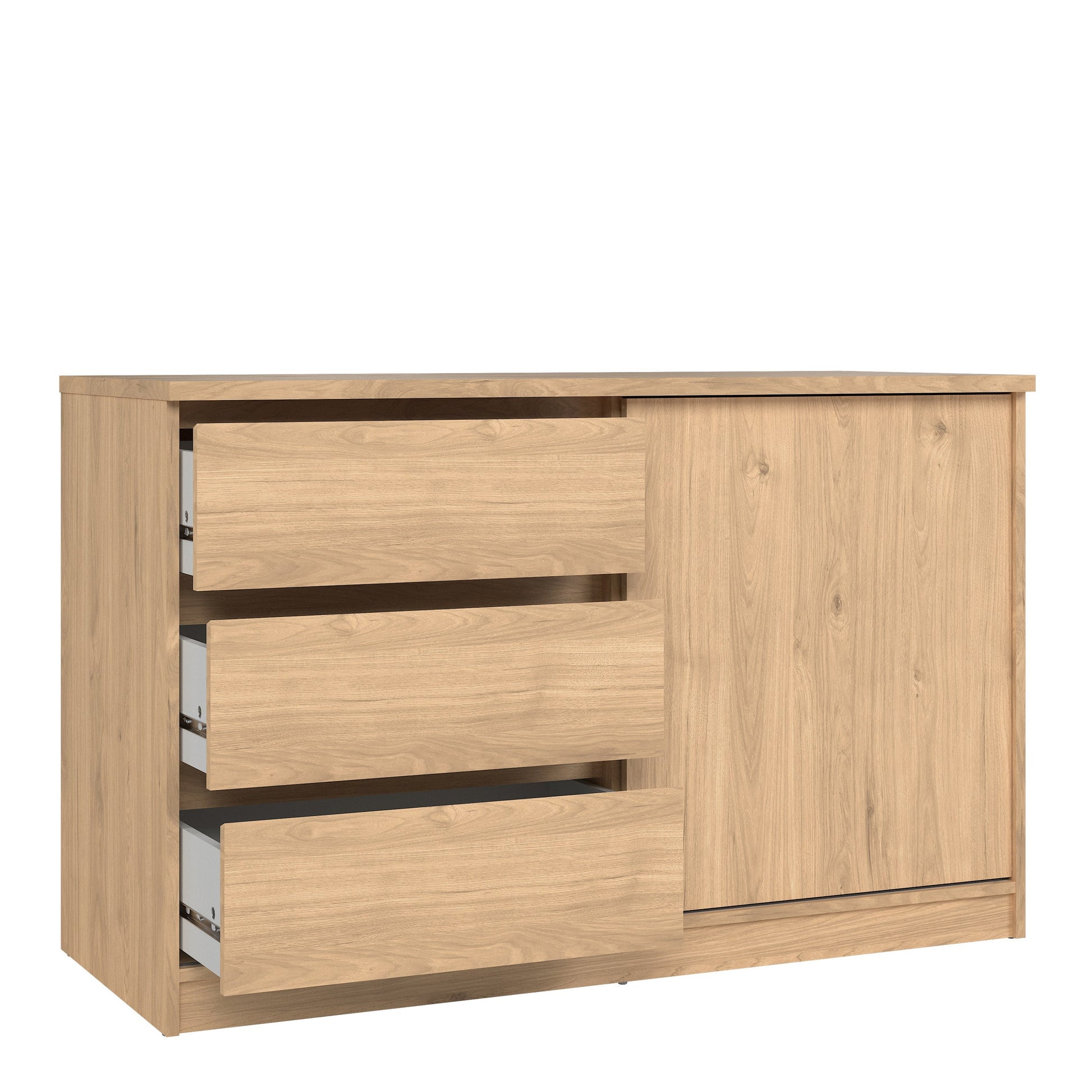 Cote | Furniture Naia Storage Cabinet, 1 Sliding Door + 3 Drawer - Oak Naia, Cupboards 70292207hlhl