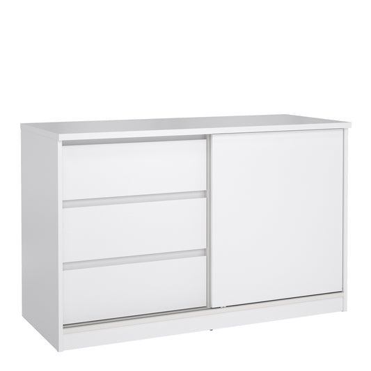 Cote | Furniture Naia Storage Cabinet, 1 Sliding Door + 3 Drawer - White Naia, Cupboards 70292207uuuu