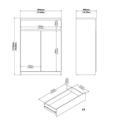 Cote | Furniture Naia Shoe Storage, 2 Doors +1 Drawer - Oak & White Naia, Shoe Storage 70292209hl49