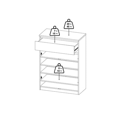 Cote | Furniture Naia Shoe Storage, 2 Doors +1 Drawer - Oak & White Naia, Shoe Storage 70292209hl49