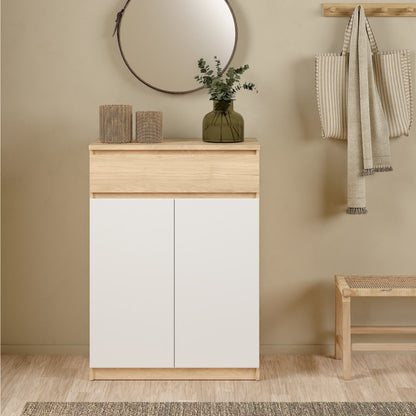 Cote | Furniture Naia Shoe Storage, 2 Doors +1 Drawer - Oak & White Naia, Shoe Storage 70292209hl49