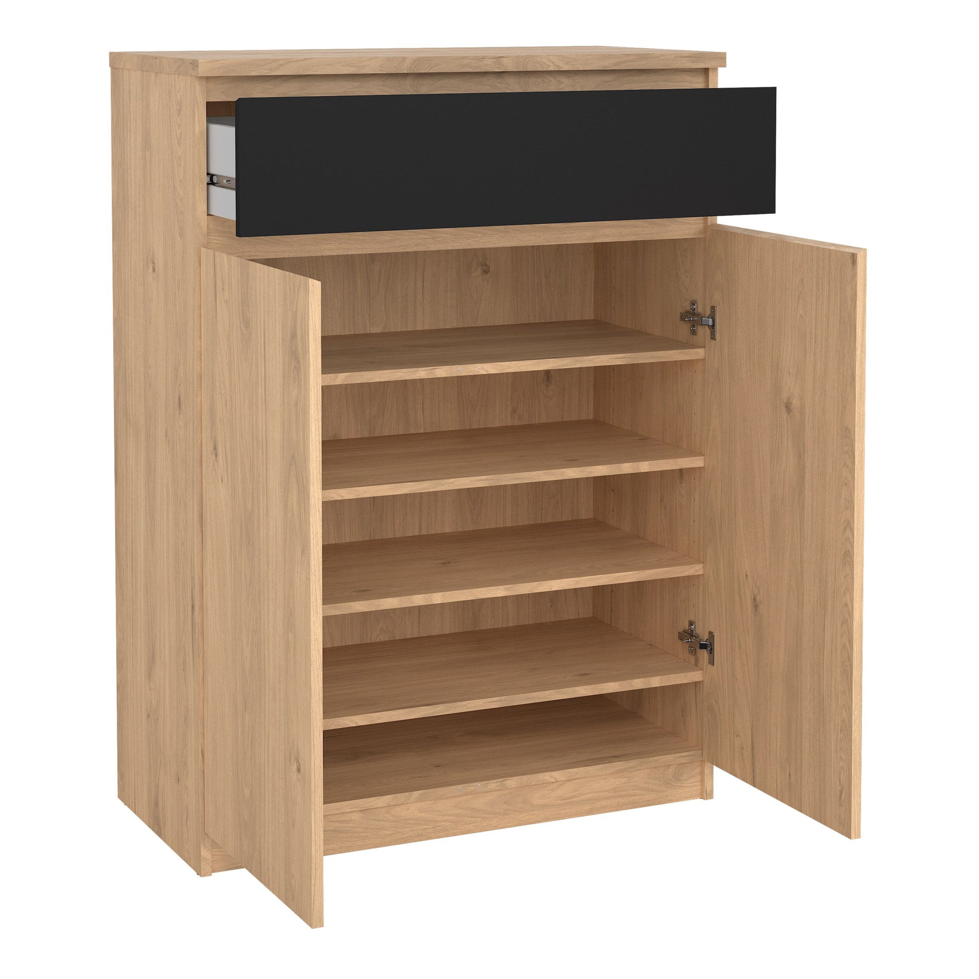 Cote | Furniture Naia Shoe Storage, 2 Doors +1 Drawer - Oak & Black Naia, Shoe Storage 70292209hlgm