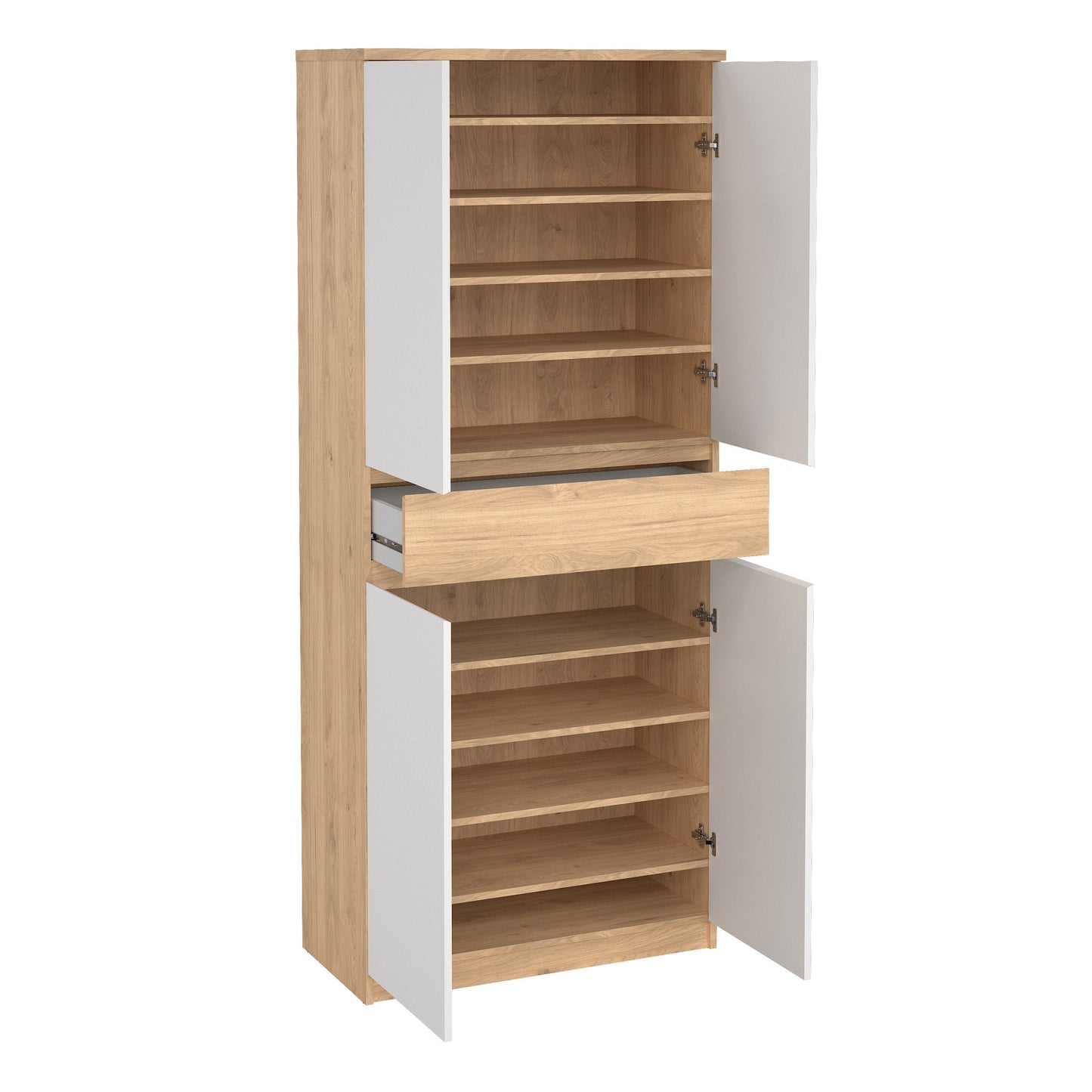 Cote | Furniture Naia Shoe Storage, 4 Doors + 1 Drawer - Oak & White Naia, Shoe Storage 70292210hl49