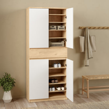 Cote | Furniture Naia Shoe Storage, 4 Doors + 1 Drawer - Oak & White Naia, Shoe Storage 70292210hl49