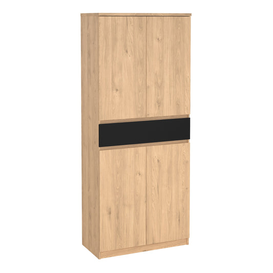 Cote | Furniture Naia Shoe Storage, 4 Doors + 1 Drawer - Oak & Black Naia, Shoe Storage 70292210hlgm