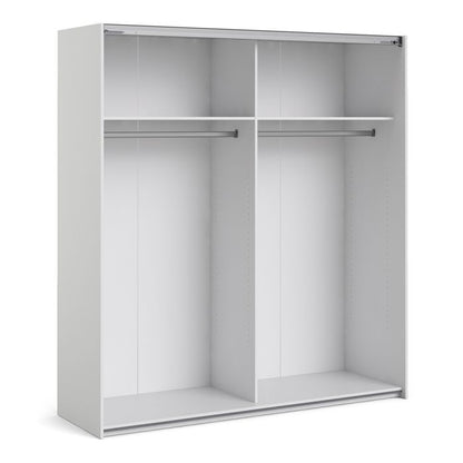 Cote | Furniture Verona Wardrobe, Sliding Doors + 2 Shelves (180cm) - White with Mirror Doors Verona, Wardrobes 7037528218