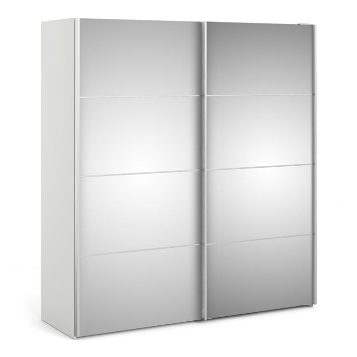 Cote | Furniture Verona Wardrobe, Sliding Doors + 2 Shelves (180cm) - White with Mirror Doors Verona, Wardrobes 7037528218