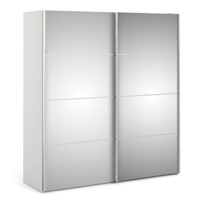 Cote | Furniture Verona Wardrobe, Sliding Doors + 2 Shelves (180cm) - White with Mirror Doors Verona, Wardrobes 7037528218