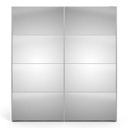 Cote | Furniture Verona Wardrobe, Sliding Doors + 2 Shelves (180cm) - White with Mirror Doors Verona, Wardrobes 7037528218