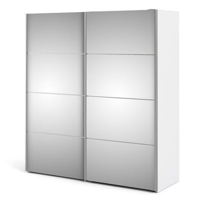 Cote | Furniture Verona Wardrobe, Sliding Doors + 2 Shelves (180cm) - White with Mirror Doors Verona, Wardrobes 7037528218