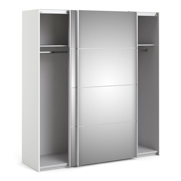 Cote | Furniture Verona Wardrobe, Sliding Doors + 2 Shelves (180cm) - White with Mirror Doors Verona, Wardrobes 7037528218