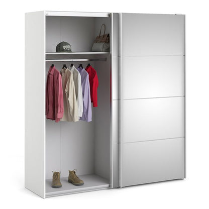 Cote | Furniture Verona Wardrobe, Sliding Doors + 2 Shelves (180cm) - White with Mirror Doors Verona, Wardrobes 7037528218