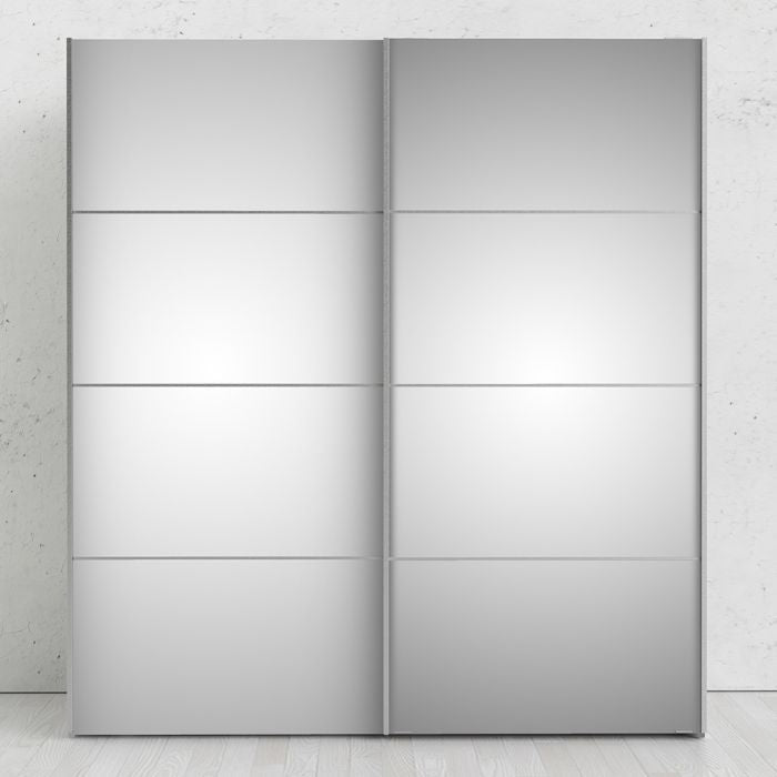 Cote | Furniture Verona Wardrobe, Sliding Doors + 2 Shelves (180cm) - White with Mirror Doors Verona, Wardrobes 7037528218