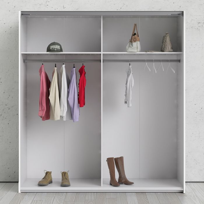 Cote | Furniture Verona Wardrobe, Sliding Doors + 2 Shelves (180cm) - White with Mirror Doors Verona, Wardrobes 7037528218