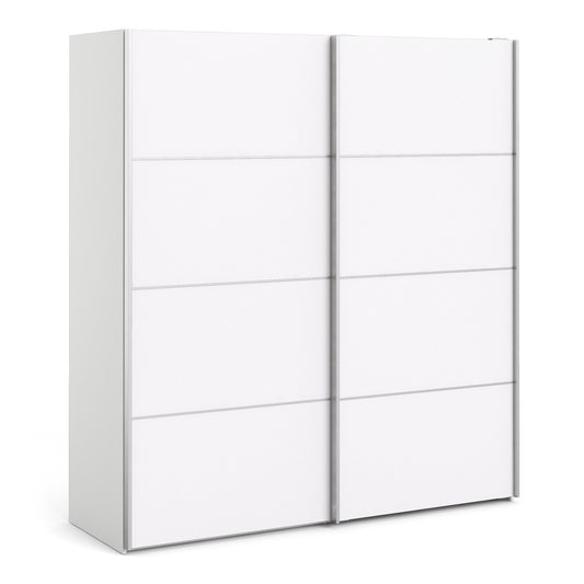 Cote | Furniture Verona Wardrobe, Sliding Doors + 5 Shelves (180cm) - White with White Doors Verona, Wardrobes 7037528219