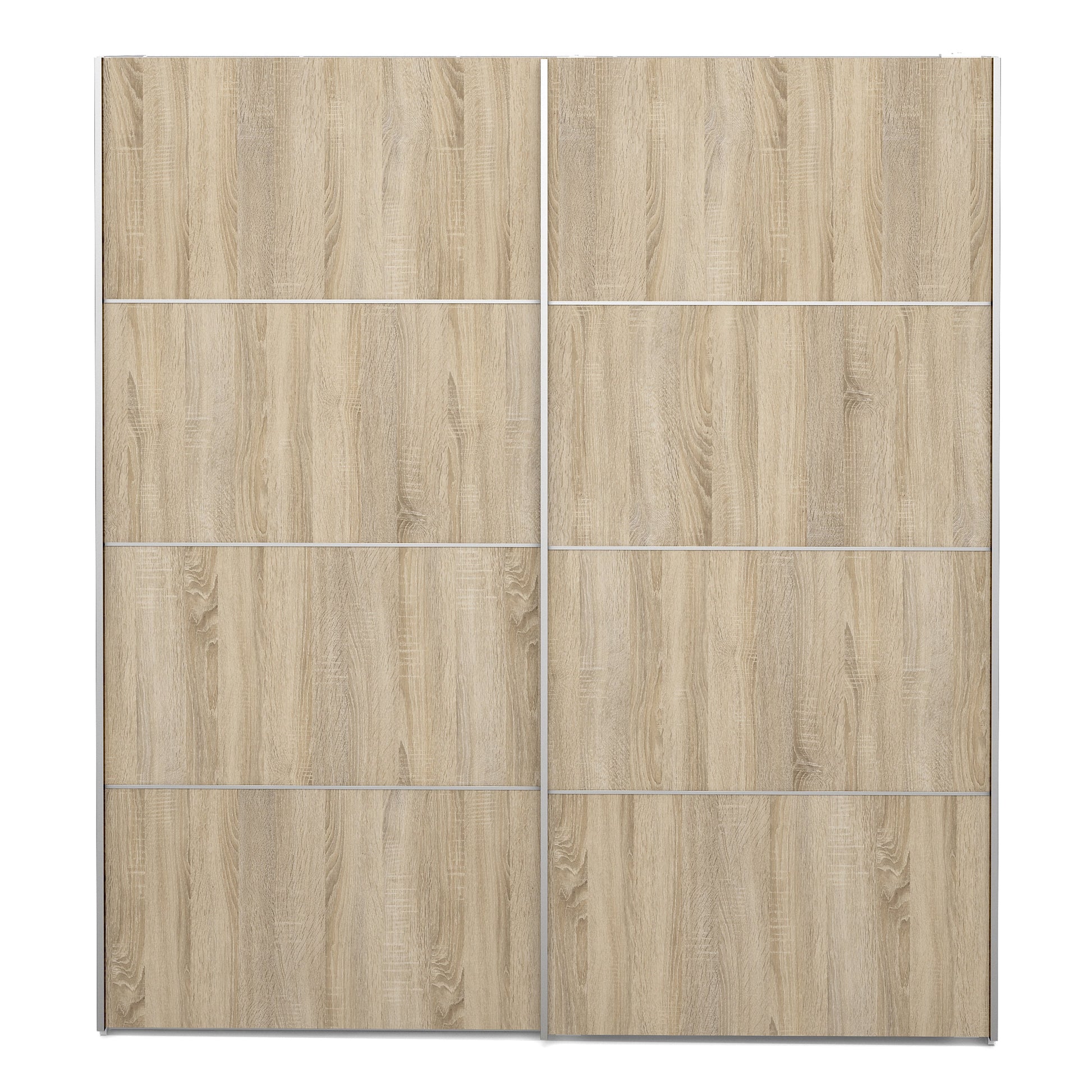 Cote | Furniture Verona Wardrobe, Sliding Doors + 5 Shelves (180cm) - White with Oak Doors Verona, Wardrobes 7037528220