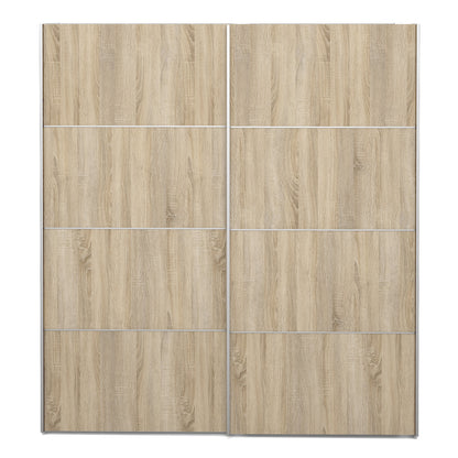 Cote | Furniture Verona Wardrobe, Sliding Doors + 5 Shelves (180cm) - White with Oak Doors Verona, Wardrobes 7037528220