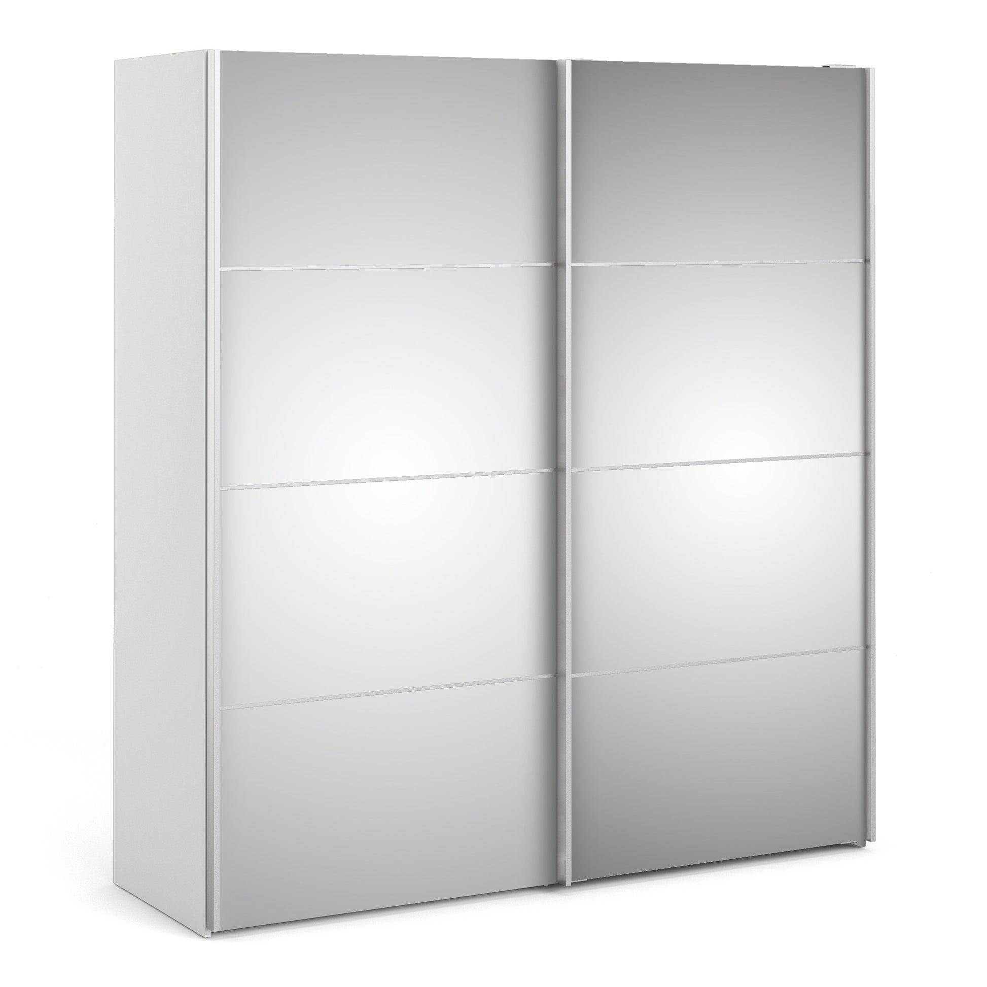 Cote | Furniture Verona Wardrobe, Sliding Doors + 5 Shelves (180cm) - White with Mirror Doors Verona, Wardrobes 7037528222