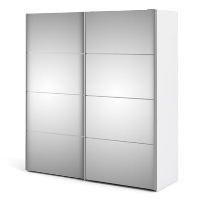 Cote | Furniture Verona Wardrobe, Sliding Doors + 5 Shelves (180cm) - White with Mirror Doors Verona, Wardrobes 7037528222