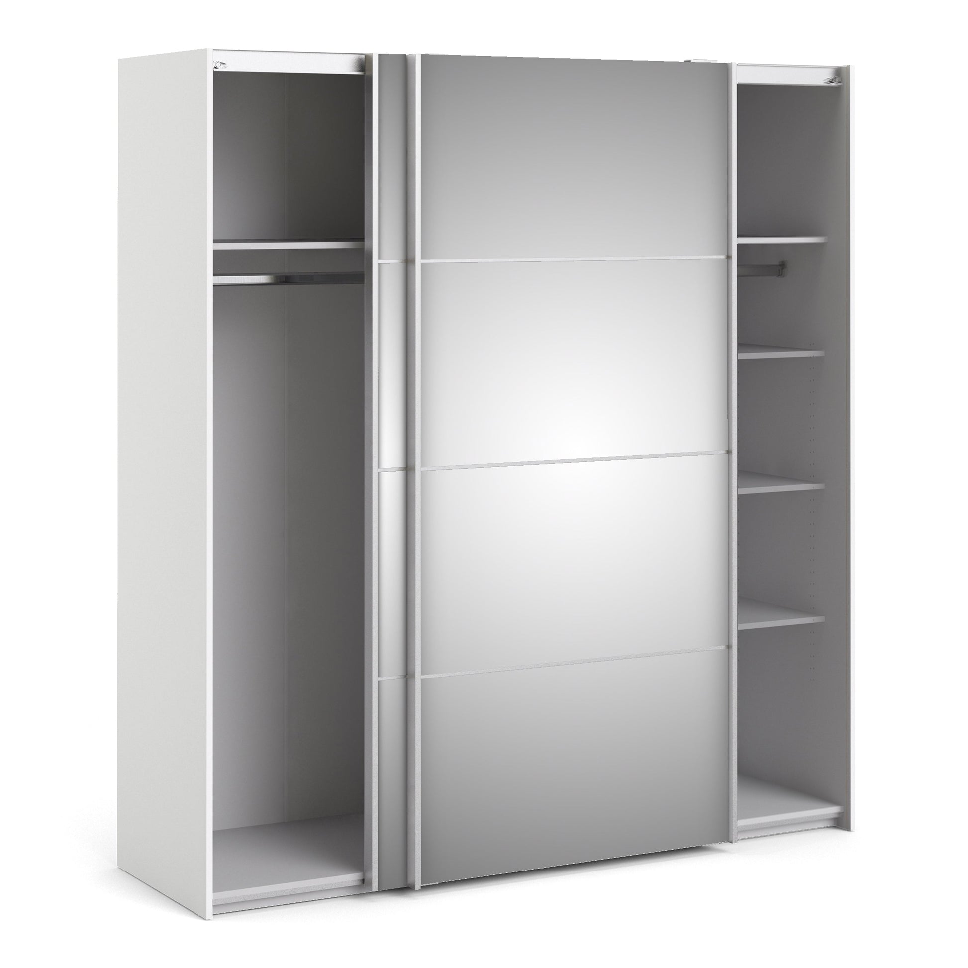 Cote | Furniture Verona Wardrobe, Sliding Doors + 5 Shelves (180cm) - White with Mirror Doors Verona, Wardrobes 7037528222