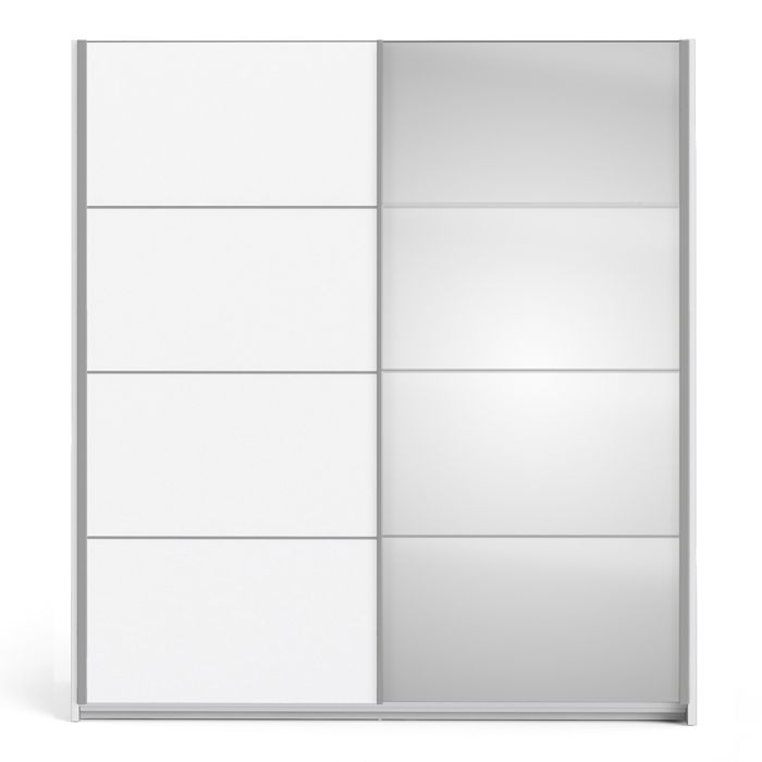 Cote | Furniture Verona Wardrobe, Sliding Doors + 2 Shelves (180cm) - White & White with Mirror Doors Verona, Wardrobes 7037528225