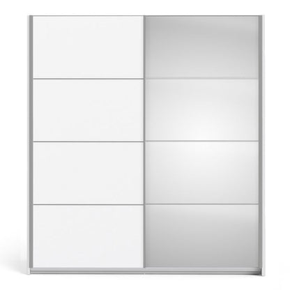 Cote | Furniture Verona Wardrobe, Sliding Doors + 2 Shelves (180cm) - White & White with Mirror Doors Verona, Wardrobes 7037528225