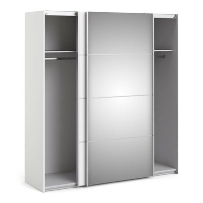 Cote | Furniture Verona Wardrobe, Sliding Doors + 2 Shelves (180cm) - White & White with Mirror Doors Verona, Wardrobes 7037528225