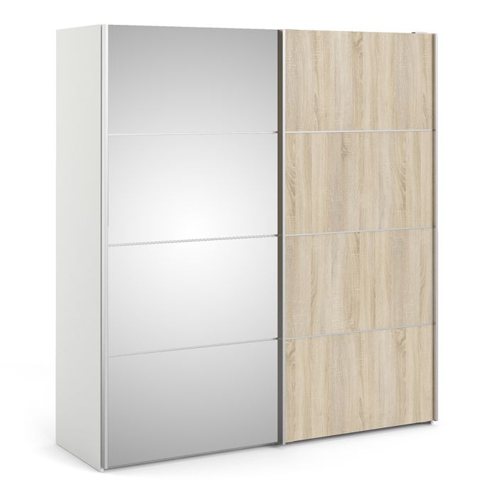 Cote | Furniture Verona Wardrobe, Sliding Doors + 2 Shelves (180cm) - Oak with Mirror Doors Verona, Wardrobes 7037528226