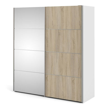 Cote | Furniture Verona Wardrobe, Sliding Doors + 2 Shelves (180cm) - Oak with Mirror Doors Verona, Wardrobes 7037528226