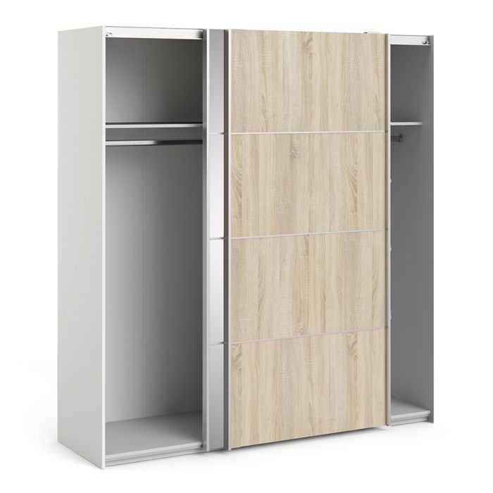 Cote | Furniture Verona Wardrobe, Sliding Doors + 2 Shelves (180cm) - Oak with Mirror Doors Verona, Wardrobes 7037528226