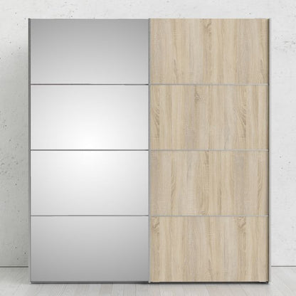 Cote | Furniture Verona Wardrobe, Sliding Doors + 2 Shelves (180cm) - Oak with Mirror Doors Verona, Wardrobes 7037528226