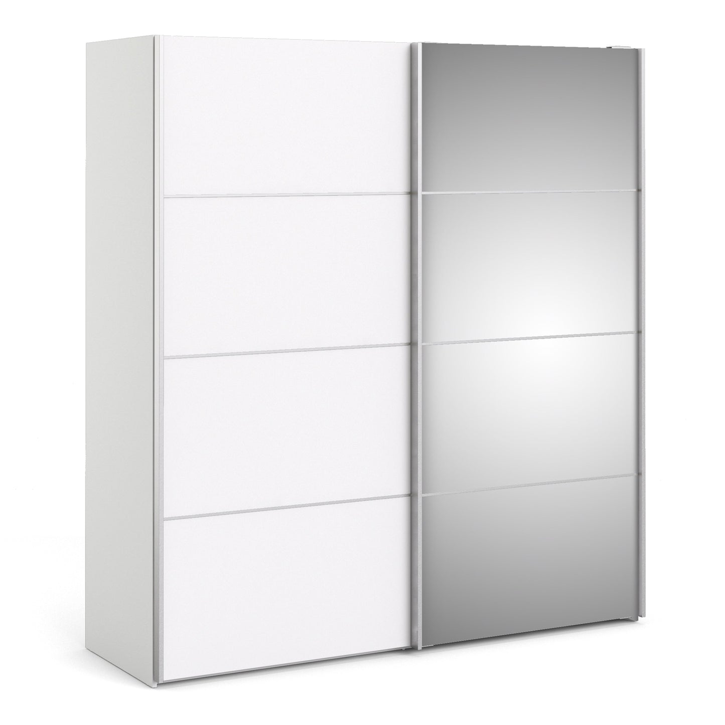 Cote | Furniture Verona Wardrobe, Sliding Doors + 5 Shelves (180cm) - White & White with Mirror Doors Verona, Wardrobes 7037528230