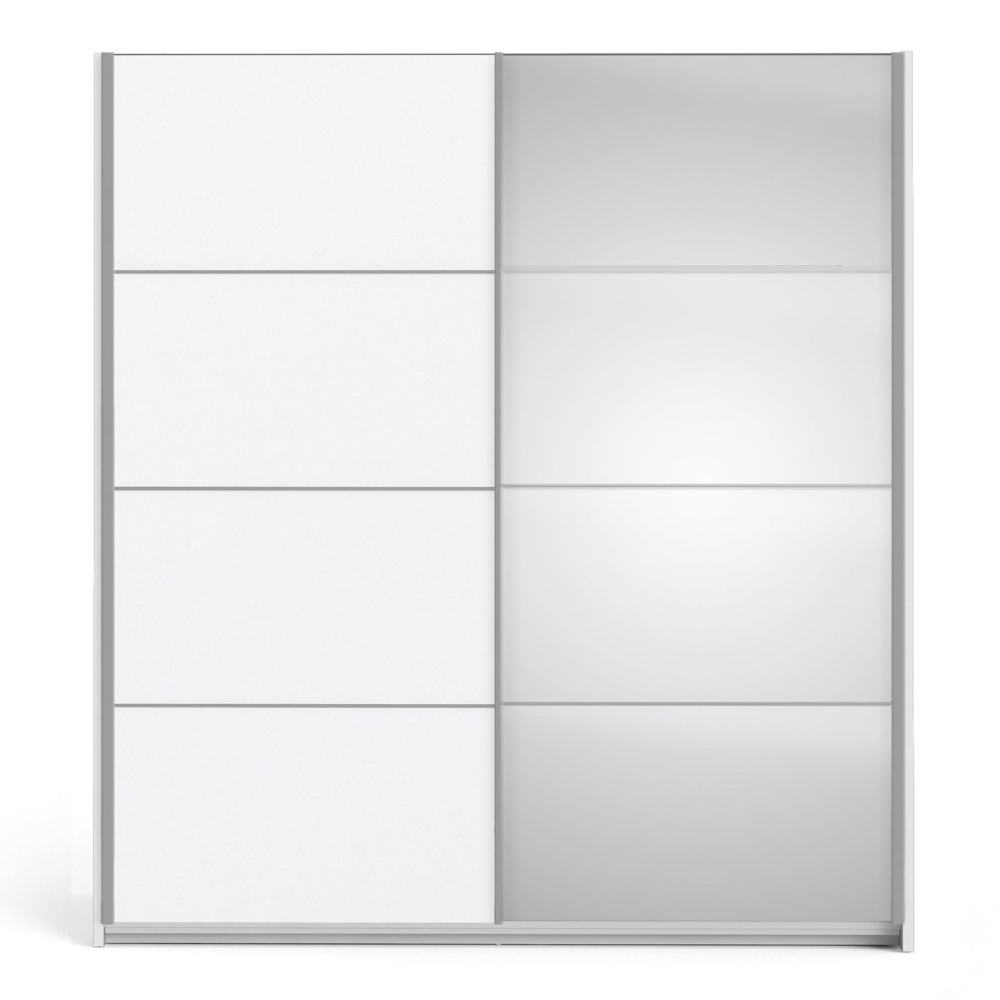 Cote | Furniture Verona Wardrobe, Sliding Doors + 5 Shelves (180cm) - White & White with Mirror Doors Verona, Wardrobes 7037528230