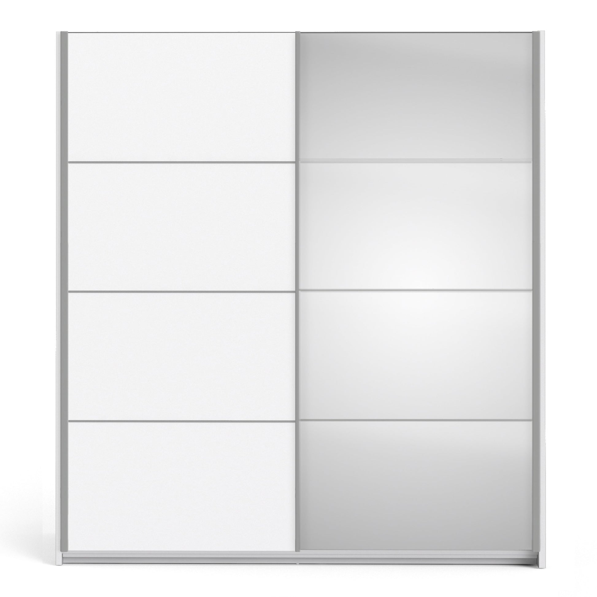 Cote | Furniture Verona Wardrobe, Sliding Doors + 5 Shelves (180cm) - White & White with Mirror Doors Verona, Wardrobes 7037528230