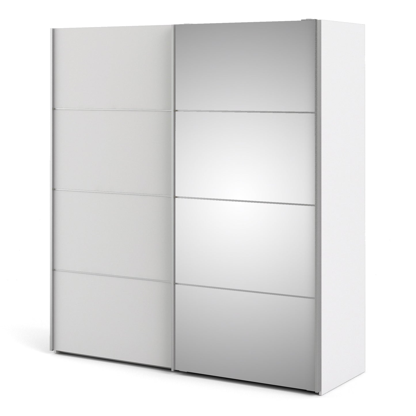 Cote | Furniture Verona Wardrobe, Sliding Doors + 5 Shelves (180cm) - White & White with Mirror Doors Verona, Wardrobes 7037528230